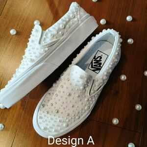 White Vans Pearl Slip-On Sneakers
